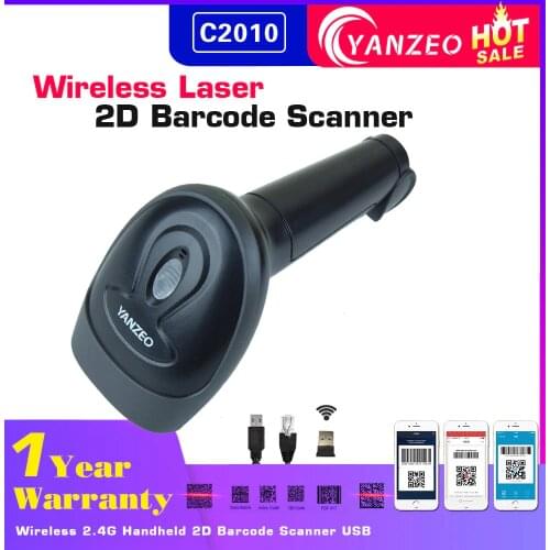 Yanzeo C2010 Wireless Barcode Scanner 1D/2D QR Bar Code Reader PDF417 for Store Supermarket Warehouse