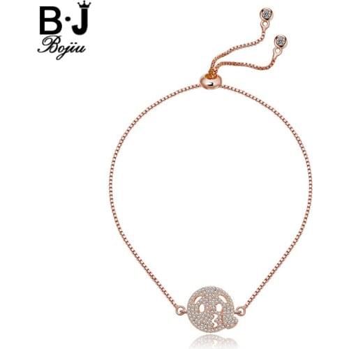 Bojiu Bracelets For Women Copper Rhinestones Naughty Kiss Expression Pendant Knotted Women Jewelry Wrist Decorations BC78
