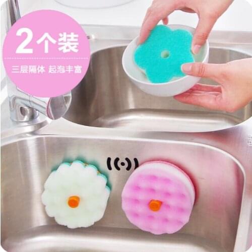 Flower With Suction Dish Sponge 3 Sets/Lot Kitchen Sponges For Washing Magic Sponge Cleaning Wipe