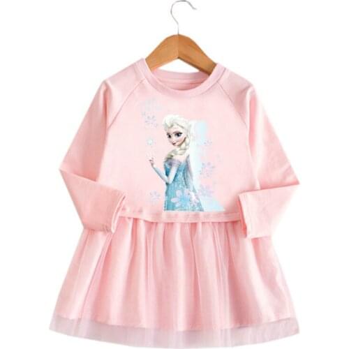 Disney Baby Girls Dress Kids Clothes Princess Elsa Sofia Autumn Cotton Long Sleeve Party Birthday Princess Dresses Cloth Costume