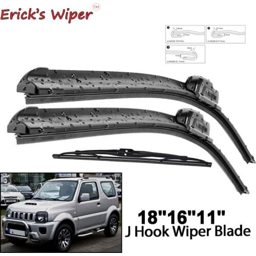 Ericks Wiper Front & Rear Wiper Blades Set Kit For Suzuki Jimny MK3 1998 - 2018 Windshield Windscreen Window 18"+16"+11"
