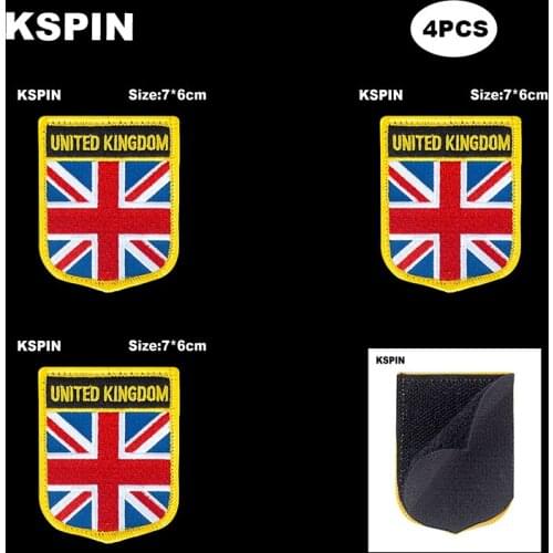 National Flag Patch Hook Loop United Kingdom Badges Armband 3D Stick on Jacket Backpack Stickers