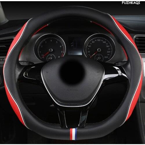 FUZHKAQI Leather Car Steering Wheel Cover For Daihatsu Terios Sirion Mira Cuore YRV Ayla Sigra Xenia Luxio