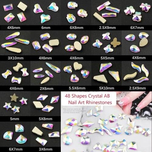 Hot sale CrystalAB Nail Art Rhinestones 31 styles Fancy Crystal stones 30/100Pcs For 3D Nail art decoration