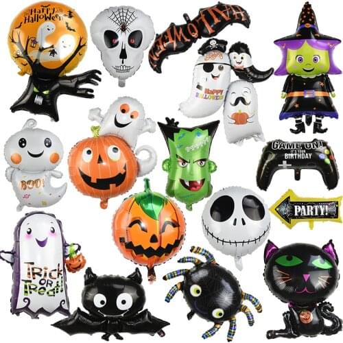 Halloween Pumpkin Ghost Decor Foil Balloons Spider Helium Balloons Inflatable Toys for kids Bat Globos Halloween Party Supplies