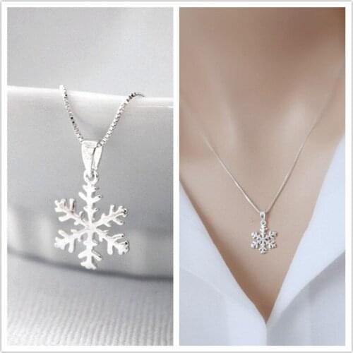 Huitan High-quality Silver Color Box Chain Necklace for Women Fancy Snowflake Pendant Fashion Versatile Girls Jewelry Wholesale