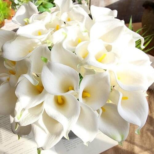 1pc White (yellow heart) PU mini calla lily artificial fake artificial decorative wholesale flower
