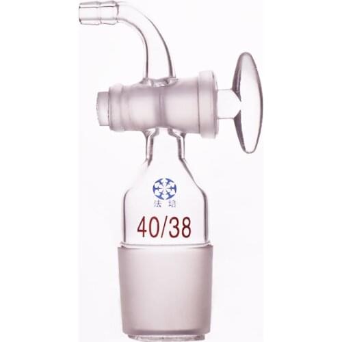 Curved suction connector,Glass valve 40/38,Joint with Glass stopcock standard ground mouth,Curved connector with piston