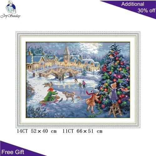 Joy Sunday Christmas Celebration Home Decoration F738 14CT 11CT Counted and Stamped A Christmas Celebration Cross Stitch kits