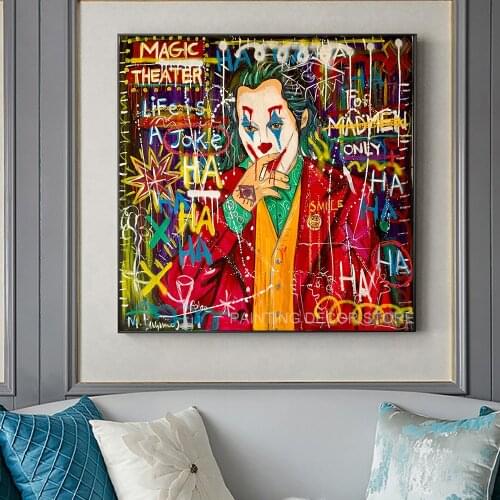 Life Is A Joke Graffiti Canvas Paintings Colourful Modern Posters and Prints Wall Art Pictures Living Room Home Room Decor