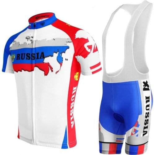 New Russia Summer Mens Cycling Jersey Set Pro Team Bib Gel Wear Bike Clothing Breathable MTB Road Bicycle Sports Suit