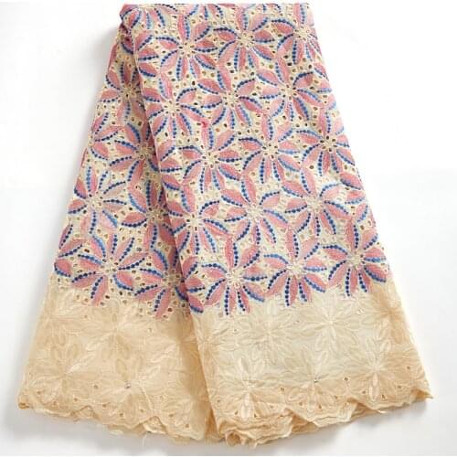 Lace Fabric Swiss Voile Borde Austria Cotton Fabric 2021 African Flowes Embroidered Sweing Lace Fabrics Dresses For Women A 2512