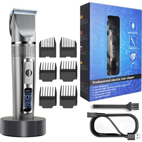 Professional adjustable blade&speeds LCD hair clipper men rechargeable hair trimmer with environment-friendly lithium battery