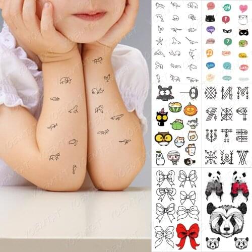Mini Kids Waterproof Temporary Tattoo Sticker Panda Bowknot Cartoon Flash Tatto Stick Figure Tatoo Body Art Kids Fake Tatto