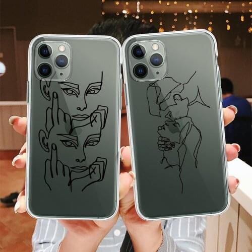 Funny Abstract Women Face Line Soft Phone Case For iPhone 11 Pro Max 12 Pro SE 7 8 Plus XR XS Max X Kiss More Often Clear Cover