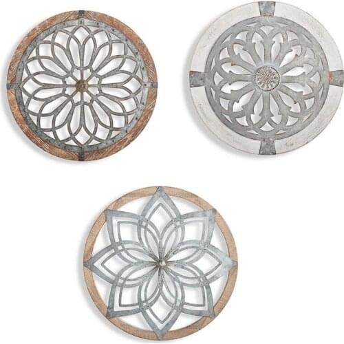 3Pcs Nordic Style Wall Art Decor Creative Acrylic Home Art Wall Decor Wall Hanging Retro Round Wall Shelf Craft Decor