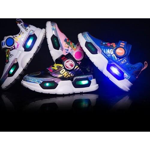 2021 new childrens luminous shoes USB charging LED light shoes boys and girls sports casual shoes cool tide 23-37 size