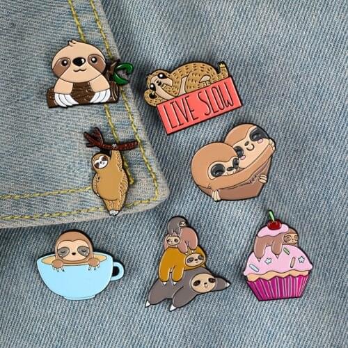 New Sloth enamel pin jewelry wholesale cute Badge for women Cartoon Student Brooches