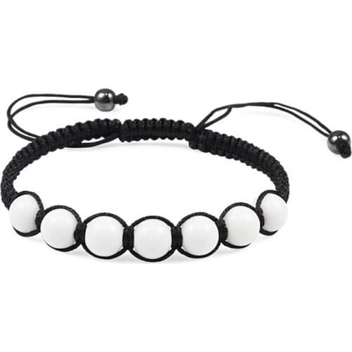 Healing Natural Stone White Beaded Braided Bracelets Bangles Men Women Adjustable String Rope Buddha Reiki Bracelet Jewelry Gift