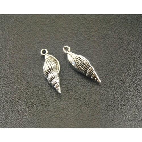 10pcs Silver Color Sea Snail Conch Charm Fit Bracelets Necklance DIY Metal Jewelry Making 4x20mm A1542