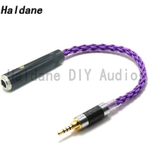 Haldane HIFI 2.5mm TRRS Balance Male to 3pin 1/4 6.35mm Stero Female Adapter 7n OCC Silver Plated Audio Aux Cord Purple