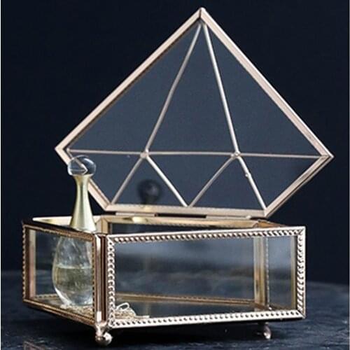 Diamond Shape Glass Jewelry Boxes & Organizers Necklace Holder Glass Decoration