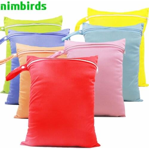 Diaper Bag Baby Wet Bag Solid Waterproof PUL Baby Diaper Bags Zipper Reusable Baby Nappy Diaper Rubbish Dry Wet Bag 30x40cm