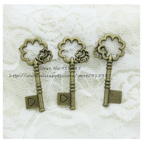 Sweet Bell 20pcs Antique Bronze Alloy 21*45mm Lovely Plum flower Keys Charms Findings Pendants Jewelry Making D0797