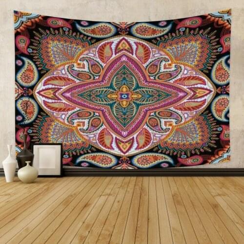 Warm Red Indian Flower Printing Tapestry Vintage Exotic Summer Plant Nature Frame for Bedroom Photography Wall Decor