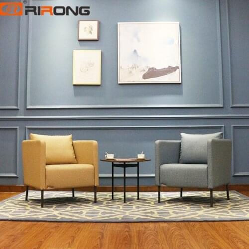 Modern Simple Design Yellow Blue Fabric Living Room Office Repcetion Executive Vip Single Sofa Set Chair