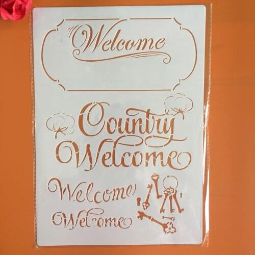 A4 29 *21cm welcome DIY Stencils Wall Painting Scrapbook Coloring Embossing Album Decorative Paper Card Template,wall