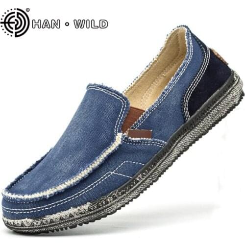 Fashion Denim Man Canvas Shoes Mens High Top Sneakers Slip-on Men Loafers Casual Shoes Mens Flats Comfortable Footwear