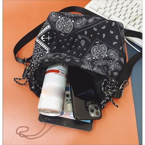 Vintage Bucket Bag Ethnic Style Shoulder Bag Retro Cashew Flower Cloth Handbag Adjustable Messenger Bag Niche