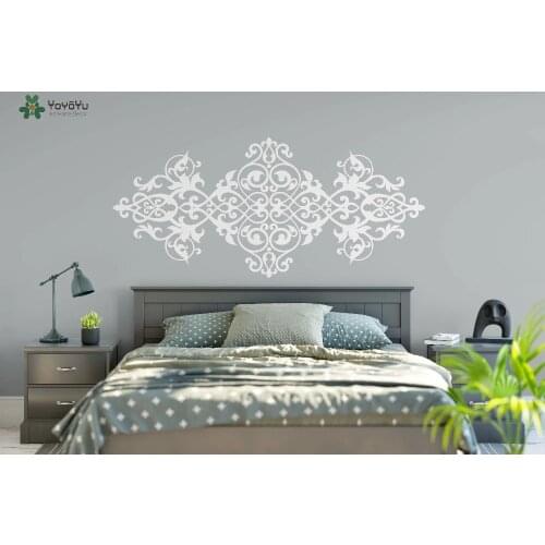 Vintage Headboard Wall Decal Baroque Style Design Mandala Flower Vinyl Wall Stickers Master Bedroom Moraccan Art Mural DIY SY211