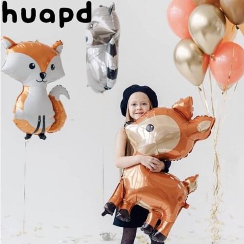 1pcs Cartoon animal aluminum foil balloon jungle fox raccoon balloon star same fox birthday safari party decoration kid toy