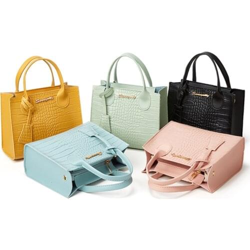 Ladies Square Shoulder Bag Summer Girls Solid Color Stone Pattern Handbag Casual Crossbody Messenger Bag