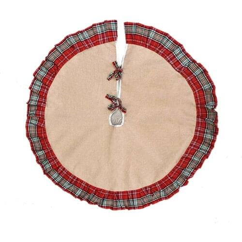 1pc Dia 96cm Red Black Plaid Edge Merry Christmas Tree Skirts Gift Home New Year Decor Christmas Decorations Xmas Tree Skirt