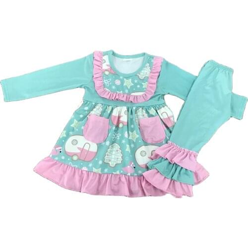 2021 New Kid Clothes Long Sleeve Christmas Pumpkin Cartoon Print Baby Clothing Set Thanksgiving Girl Outfit