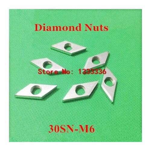 50pcs M6 Diamond Nuts 30-M6 Square Nut for 30 Serie Aluminum Profile Accessories Parts