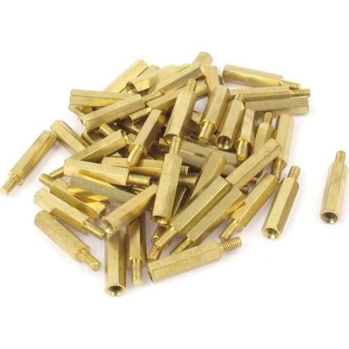 500PCS brass standoff M2*5+3mm Male Female Brass Standoff Spacer Hexagonal Stud PCB Computer PC Motherboard Spacer L=5MM