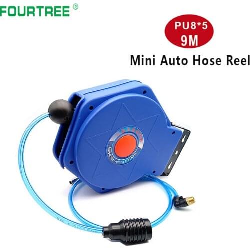 9M Automotive Air Hose Reel Pneumatic PU Tube OD 8mm ID 5mm Retractable Telescopic Drum High Quality
