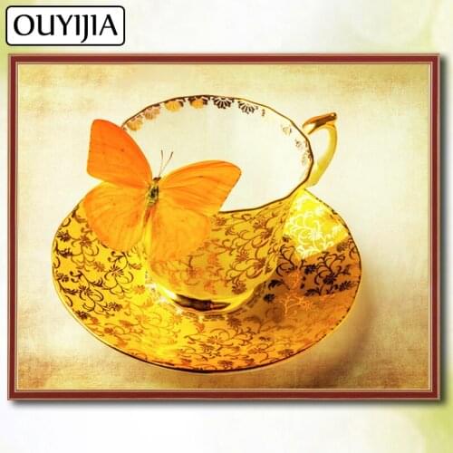 5D DIY Diamond Painting Square Animals Coffee Cup Butterfly Bird OUYIJIA Sale Mosaic Diamond Embroidery Picture Of Rhinestones