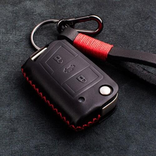 1 Pcs Genuine Leather Key Case Cover For VW Polo Golf 7 Tiguan for Skoda Octavia Kodiaq Karoq for SEAT Ateca Leon Ibiza