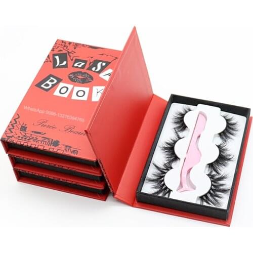 Lash Book 3 Pairs Mink Eyelash Case Wholesale Custom Lashbox Packaging With Logo Private Label Eyelash Empty Box Free Tray