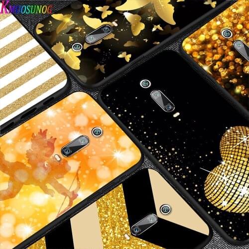 Bright Black Cover Yellow gold glitter For Xiaomi Redmi 10X 9C 9A 9 GO K20 8A 8 7A 7 S2 6A 6 5 4X Pro 5G Phone Case
