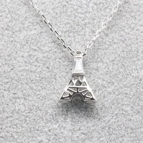 Eiffel Tower Chokers Necklaces 925 Sterling Silver Zircon Pendant Romantic Paris Jewelry for Women Girls Valentines Day Gift