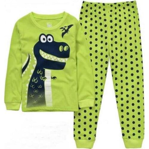 O-neck Children Pajamas Baby Clothing Set Kids Cartoon Dinosaur Sleepwear Long Sleeve Nightwear Boys Animal Pyjamas Pijamas Set