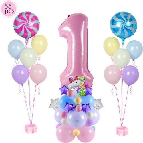 Number 1-5 Unicorn Balloons 1st Birthday decorations Party Baloon Unicorn Birthday Party Girl Baby shower Unicorn Anniversary