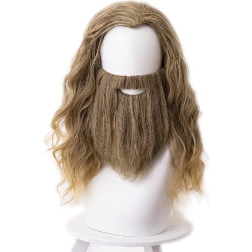 Movie Thor Endgame Loki Cosplay Wig Fat Thor 45cm Blonde Curly Heat Resistant Synthetic Hair Wig + Wig Cap
