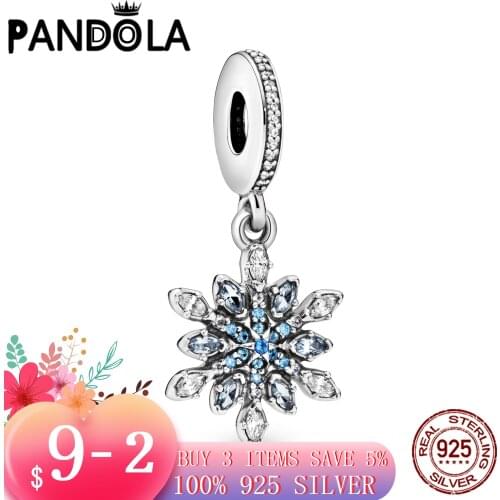Hot 100% 925 Sterling SILVER charms Shimmering Snowflake Dangle Charm fit Original Pandora Bracelet silver 925 jewelry